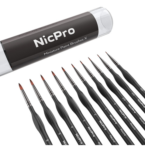 Juego De Pincel De Pintura De Nicpro Micro Detalle, 10 Pince