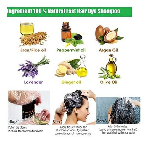 Shampoo De Cabelo Preto400ml Dexe Instant Black Hair Shampoo