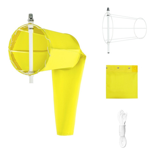 Biruta - Windsock Conjunto Completo 30 Cm Amarelo Nbr12647