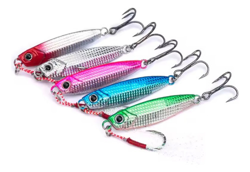 Kit 5un Iscas Artificiais Metal Jig 6cm 10g Ultra Light Cor Colorido