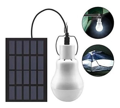 Ampolleta 5w Solar + Panel 7 Horas De Luz