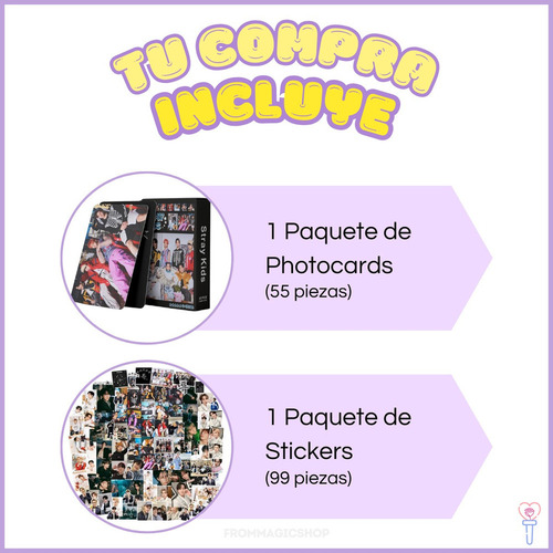Stray Kids (55 Photocard + Sticker) Kit Pegatina + Lomocard