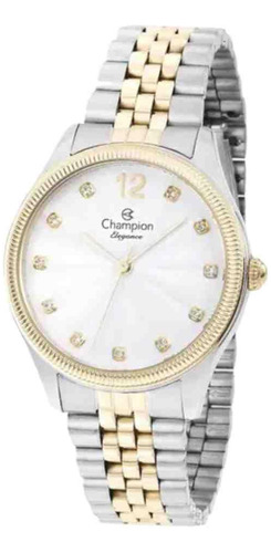 Relógio Champion Prata Dourado Feminino Cn24011s Cor do bisel Prata e Dourado