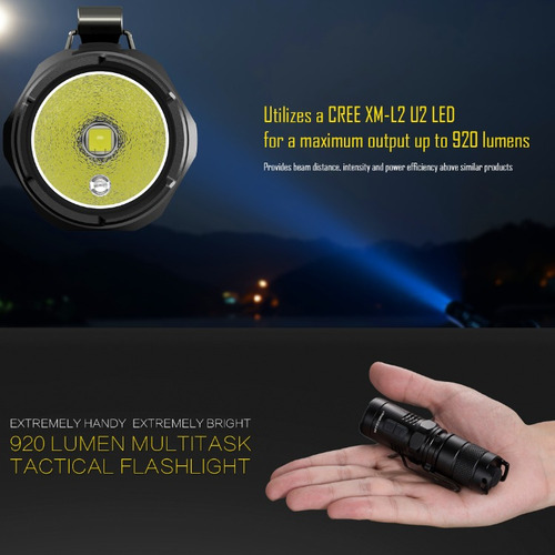 Lanterna Nitecore MT10c Strong Light Lanterna de flash tático de 920lm Lanterna preta e branca