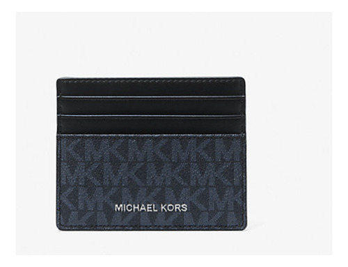 Billetera Michael Kors 36u9lcrd1b Con Diseño Floreado Color Azul Marino De Piel - 10cm X 8cm X 1cm
