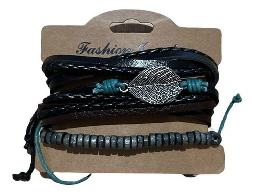 Set De 3 Pulseras De Cuero Hoja Para Hombre Mujer Moda 2023