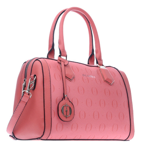 Bolsa Satchel Olimba Mujer De Moda Con Asa Y Correa 88521 Rosa Lisa Oro