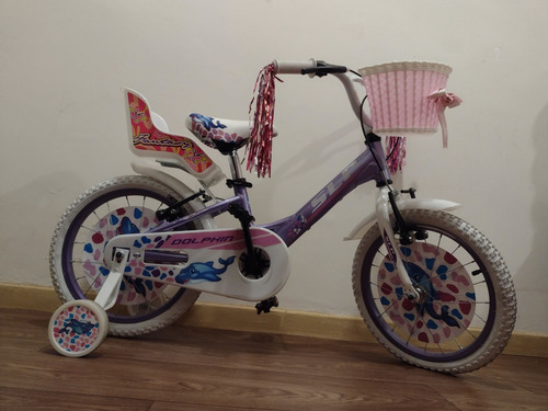 Bicicleta Slp Dolphin Niñas R16 Con Rueditas Violeta 16 "