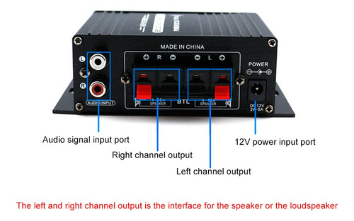 Mini Amplificador Estéreo Digital Ak170, 12 V, 400 W, Color