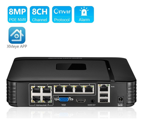 Grabador De Vídeo De Seguridad 4k 8mp 8mp 8ch Poe Cctv Nvr O