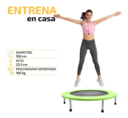 Imagen 3 de 10 de Mini Cama Elastica Trampolin Saltarin 1 Mts Profesional Gym