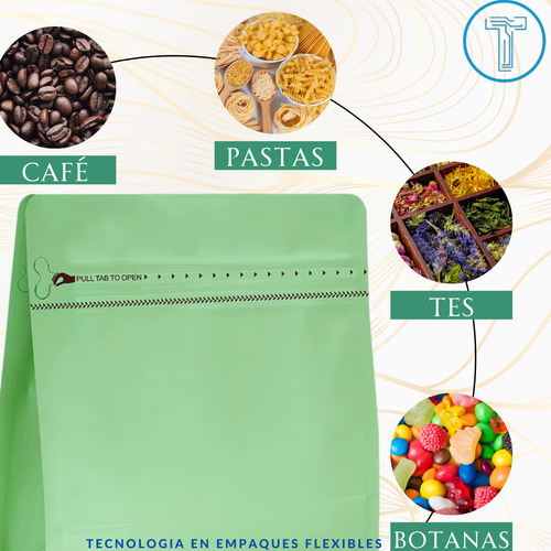100 Bolsas Para Café, Cuadradas De 1 Kg Verde Claro Cuadrada 1kg