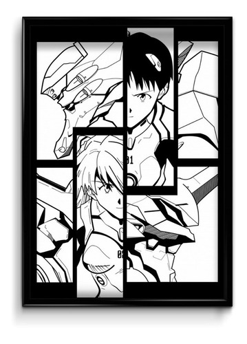 Cuadro Evangelion Anime M4  50x35 Marco + Lámina + Vidrio