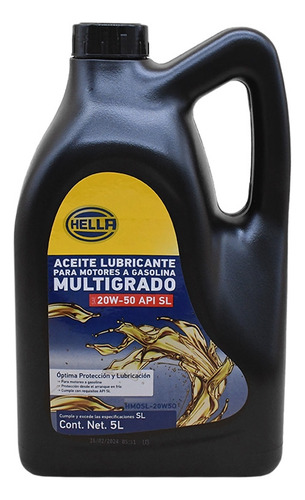 Aceite Para Motor Hella Multigrado Mineral 20w50api P/ Sl (5