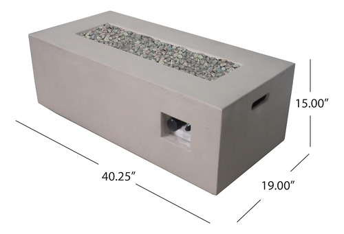 Fogata Rectangular De 102 Cm En Gris Claro