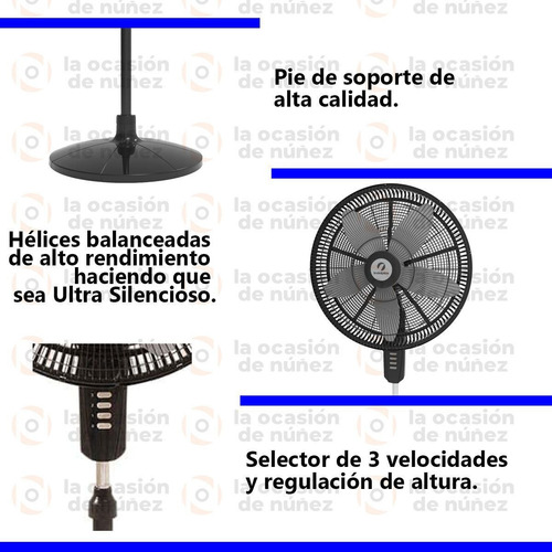 Imagen 3 de 7 de Ventilador De Pie 20 Electrico Piso 5 Aspas Altura Regulable