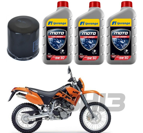 Ipiranga 15w50 Kit Troca Óleo Ktm 640 1999 Até 2006 Ffp003