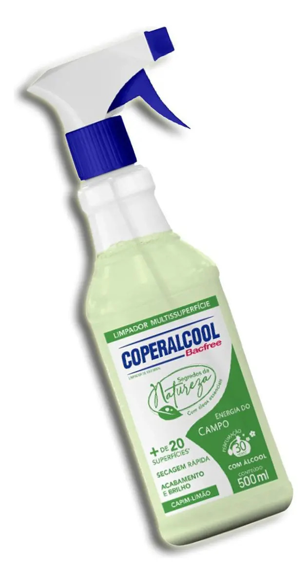 Álcool Perfumado para Limpeza Multiuso Coperalcool Bacfree Capim Limão 500mL