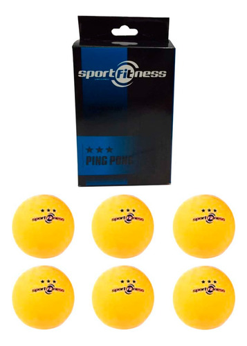 Pelotas Bolas Ping Pong Sportfitness Caja 6 Bolas Tenis Mesa Color Naranja
