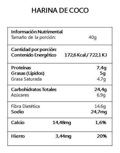 Imagen 2 de 2 de Harina De Coco Orgánica 500 Gramos Keto Premium