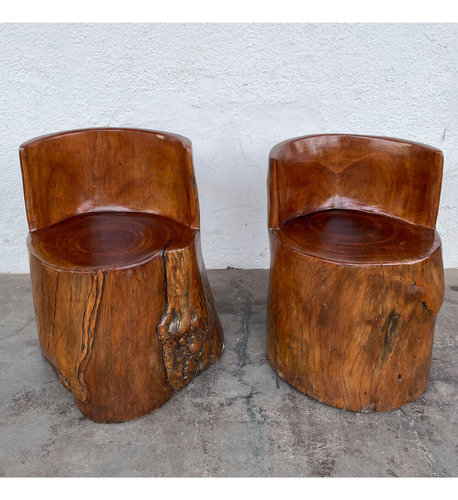 Par Banco De Tronco Maciço De Arvore Design Rustico Madeira (Usado)