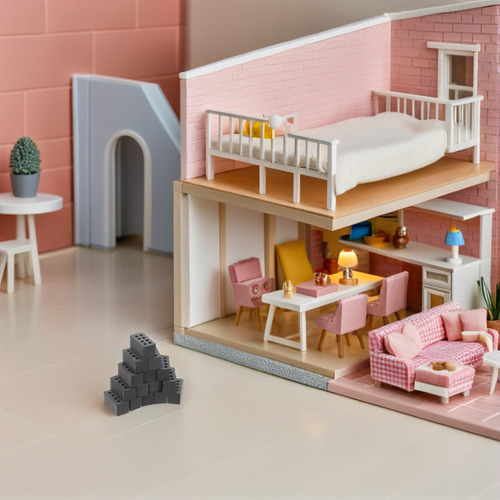50 Piezas De Ladrillos En Miniatura: Casas De Bricolaje Con
