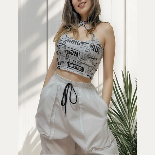 Set Top Sexy, Tanga Con Dije, Cadena Y Aretes Blanco Letras Unitalla