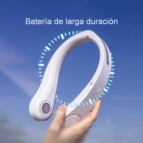 Ventilador De Cuello Portátil Recargable Con 3 Velocidades Color Blanco