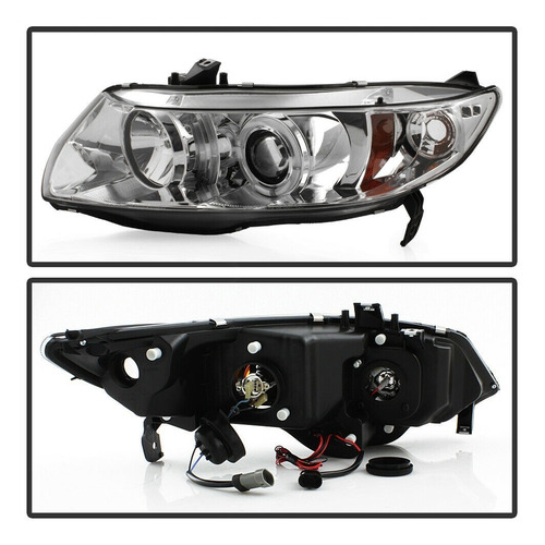 Honda Civic Coupe 2006 - 2011 Juego Faros Ojo De Angel Cromo