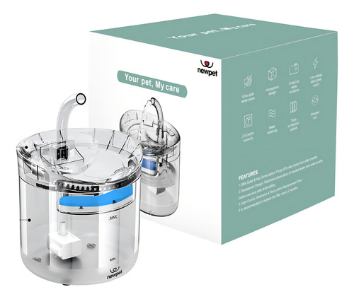 Comedero y bebedero para mascotas automático e interactivo New Pet WF060 con capacidad de 2L y 500g color blanco 120V