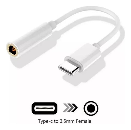 Adaptador Auricular Usb C Plug 3.5mm Para Iphone Samsung Blanco