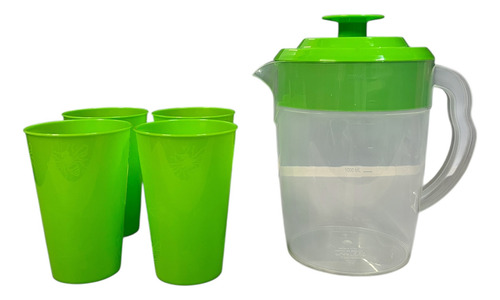 Paquete 12 Jarras Plástico 2 Litros Con 4 Vasos Multicolor Multicolor