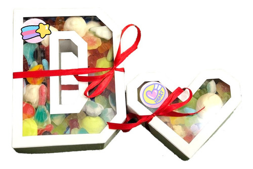 Imagen 5 de 6 de Cajas De Regalo Forma De Letras Rellena De Gomitas Y Dulces