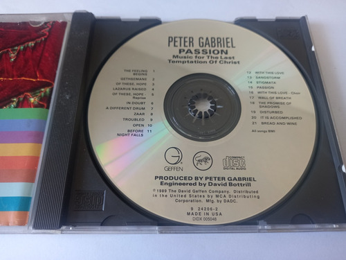 Peter Gabriel Passion Cd Soundtrack Rock (Usado)