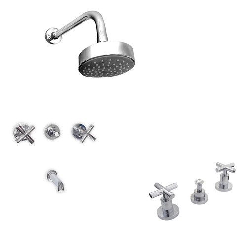 Combo Griferia Baño Hidromet Climb Ducha + Bidet Cruz