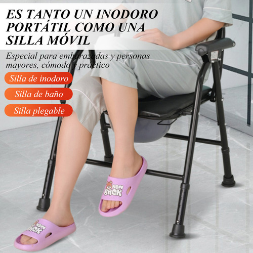 Silla Plegable Para Ancianos, Uso Doble Baño Y Inodoro