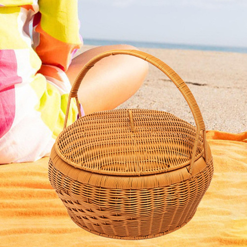 Cesta De Picnic De Mimbre Multiusos Portátil Tejida A Mano
