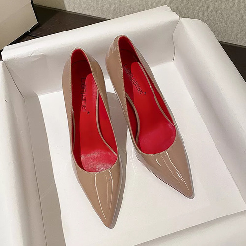 Tacones Altos Con Punta Puntiaguda Y Fondo Rojo Para Mujer,