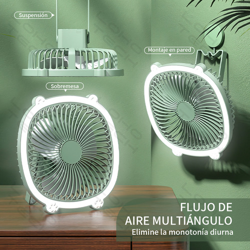 Ventilador Portátil Usb Con Luz Nocturna 3 Velocidades Ventilador De Escritorio Rosa Loho Tech
