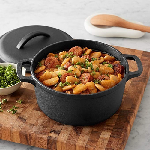 Olla De Hierro Fundido Horno Holandés De 1.9 L Resistente Color Negro