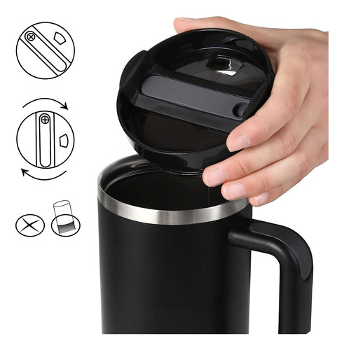 Vaso Térmico 40 Oz Con Asa, Termo Al Vacío De Acero