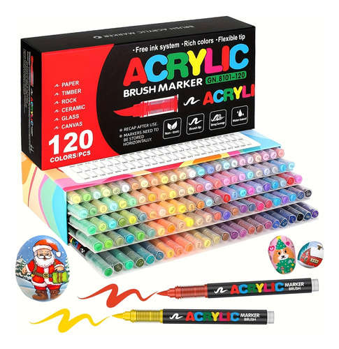 Rotuladores De Pintura Acrílica De 120 Colores Con Punta De