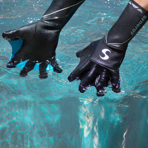 Guantes De Natación Térmicos Synergy Modelo Neopreno Bañador - Azul Talle