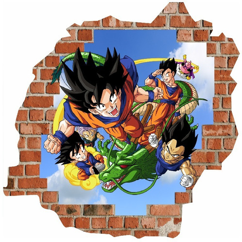 Oferta Vinilo Efecto 3d Pared Rota Dragon Ball Z - 50cmx50cm