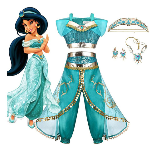 Set De Cosplay De La Princesa Jasmine Para Niña De Aladdin