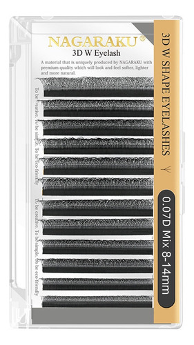 Nagaraku® Blister W 3 D Pestañas (0.07d Mix 8-14mm) Color Negro Espesor 7 Mm Largo 814 Mm
