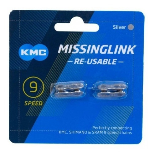 Imagem 1 de 2 de Emenda Corrente Kmc 9v Power Link Silver Prata - Speed Mtb