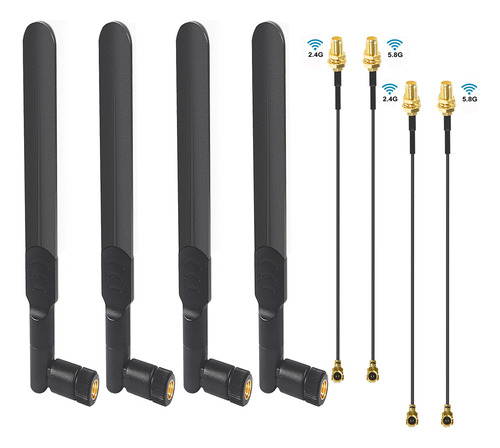 Antena Wifi De 8dbi Rp-sma Macho De 4 Piezas, Red Inalambric