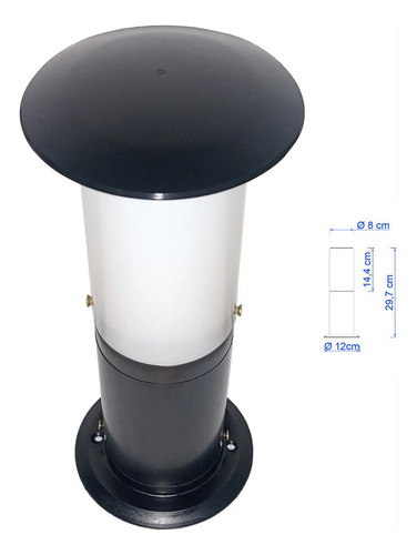 Pack X 4 Aplique Foco Tubo Difusor Con Sombrero Techo Farol Pvc 30cm Jardin Caminero Sendero Apto Exterior Con Led Luz Fria