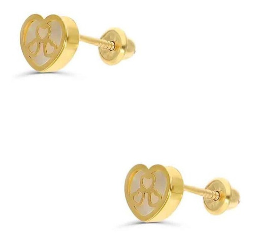 Broqueles Bizzarro De Oro Amarillo 14k Con Nacar